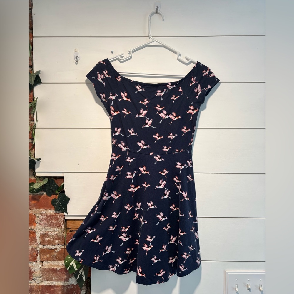 Size 12, Navy Patterned Mid-Thigh New Look Dress